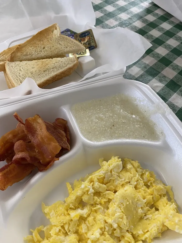 Bacon Eggs Grits and Toast